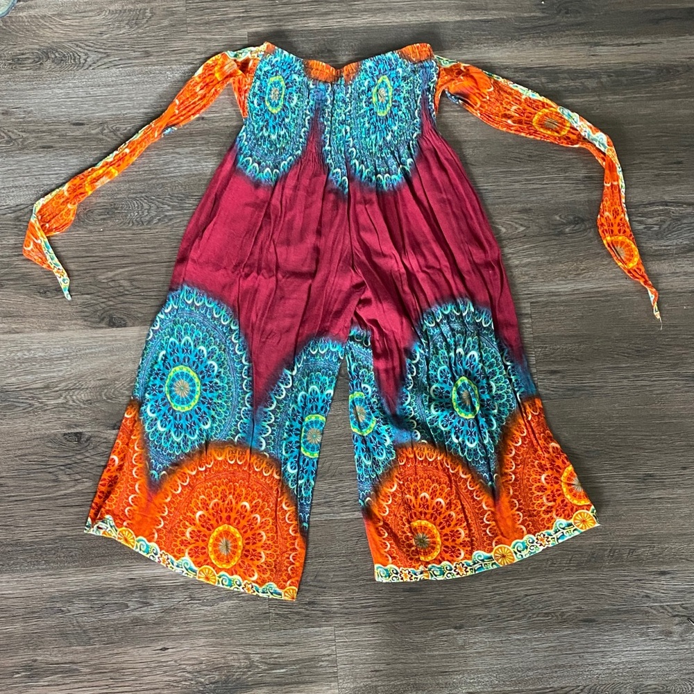 Colorful Bohemian Wide-Leg Pants